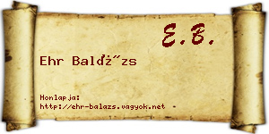 Ehr Balázs névjegykártya